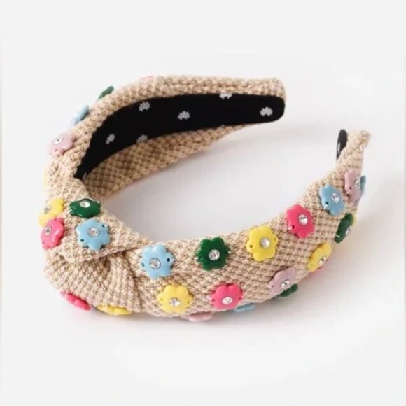 Lele Sadoughi Daphne Flower Charm Headband Rainbow Vintage - Picture 3 of 9